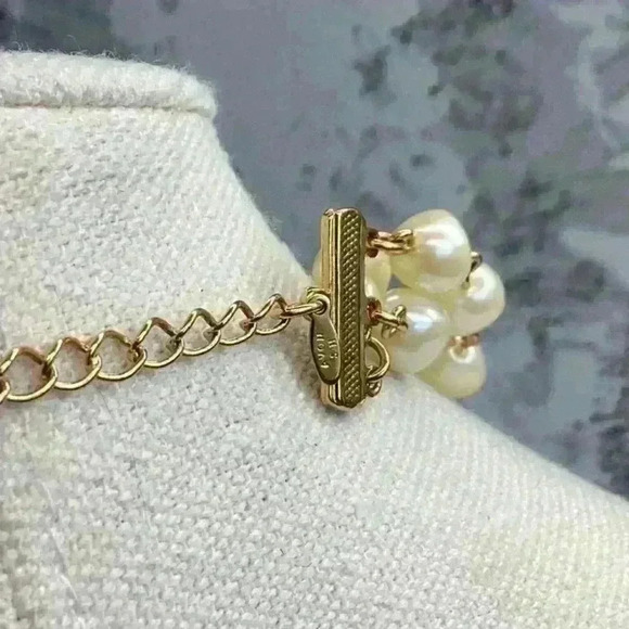 Avon Faux Pearl with Gold Dangle Detail Multi Strand Necklace - Picture 4 of 4